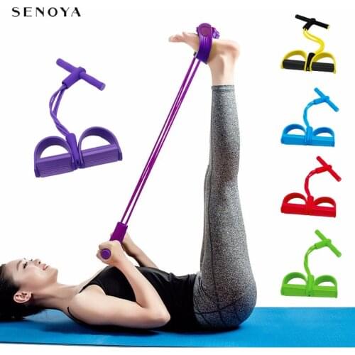 4 Tube Resistance Elastic Bands Latex Pedal Exerciser Women Men Sit-up Pull Rope Yoga Fitness Equipment Pilates Workout