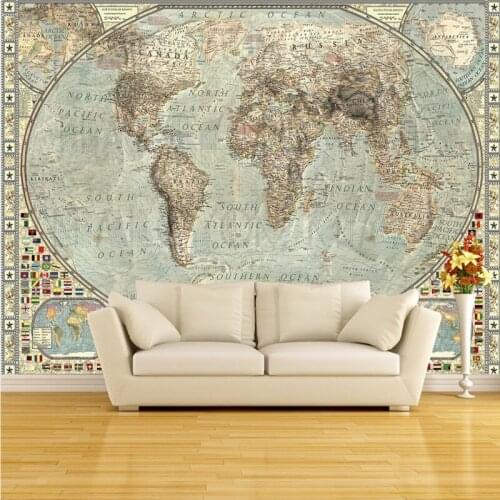 Custom mural HD mural Custom Living Room Office Wallpaper Vintage World Map Mural Assortment Assortment Backdrop wallpaper