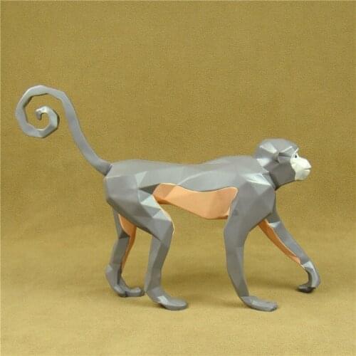 GEOMETRIC MONKEY STATUE ABSTRACT RESIN PRIMATE ANIMAL SCULPTURE ORNAMENT ART AND CRAFT FOR ROOM DECORATION AND BIRTHDAY PRESENT