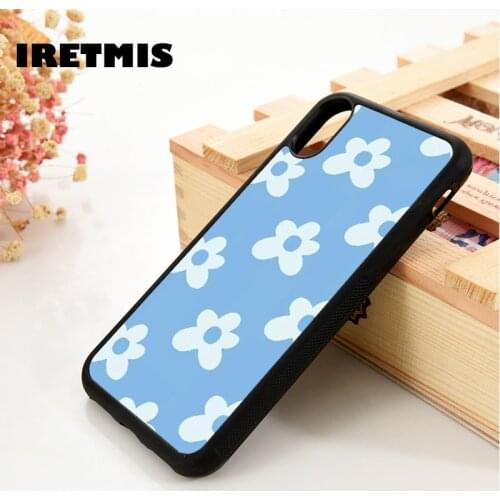 Iretmis 5 5S SE 6 6S TPU Silicone Phone Case Cover for iPhone 7 8 Plus X Xs 11 12 MINI Pro Max XR Flowers Pattern Inspired Blue