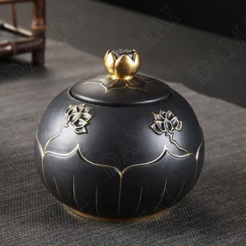 Simplicity Ceramic Storage Jar Hand Painted Golden Stroke Coffee Table Tea Caddy Relief Decorative Kitchen Seal Cereal Dispenser