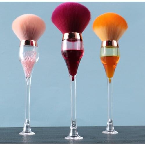 Navida 1Pc wine glass Style Makeup Brush Artificial Fiber Wool Foundation Blush Pink Face Brush Highlight Concealer Beauty Tools