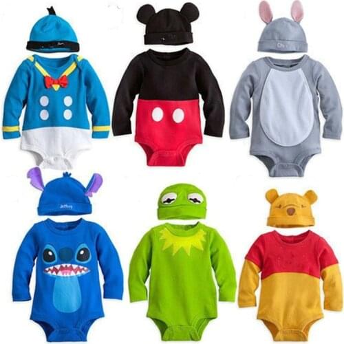 Baby Boy Cartoon Boys Clothing Mickey Rompers Disney Newborn Baby Girls Clothing Roupas Bebes Minnie Kids Infant Jumpsuit Fall