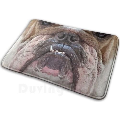 English Bulldog Face Soft Non-Slip Mat Rug 2347 Carpet Cushion Dog English Bulldog Smile Smiling Face Lips Animal Nature
