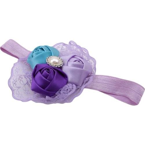 Beautiful Babys Fashion Hesdwear Girls Hair Bands Lace Mix 3 Rose Baby Flower Headbands Children Hair Accessories