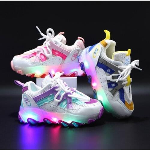 Fashion Children Sneakers Toddler Infant Kids Baby Girls Boys LED Light Shoes Casual Sports Outdoor Anti-Slip Sneakers For Kids
