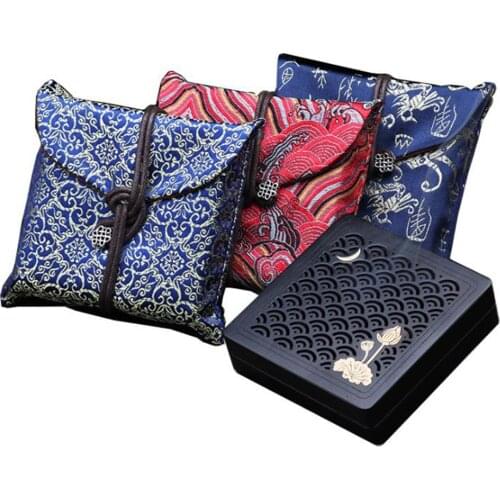 Ebony Lying Incense Box Purple Sandalwood Coil Incense Burner Square Sandalwood Aroma Plate Creative Home Decorative Ornaments