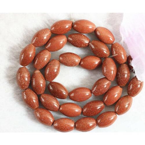 Hot Gold-color sand stone 8x12mm rice shape fashion DIY jewelry round loose beads 15" B357