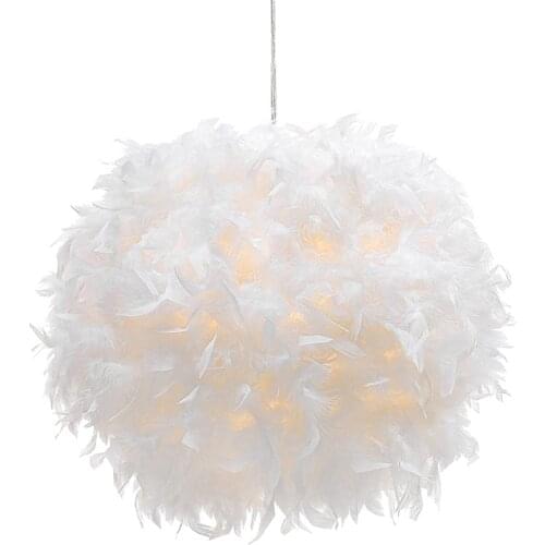 White Feather Chandelier Lampshade for The Living Room Dining Room Bedroom Floor Lamp and Table Lamp Feather Lampshade