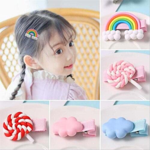 Cute Rainbow Lollipop Children Hairpin Hair Clips Accessories For Girls Kids Hair Ornament Barrettes Hairclip Headdress