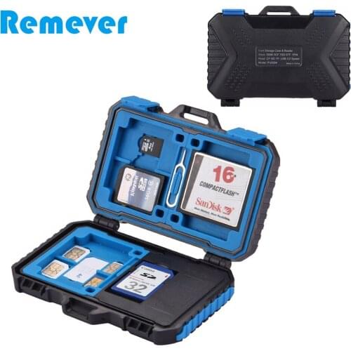Mini Portable Waterproof Memory Card Case Card Reader+22 in 1 Storage Box for 1Standard SIM+2Micro-SIM+2Nano-SIM+7SD+6TF+1CARD