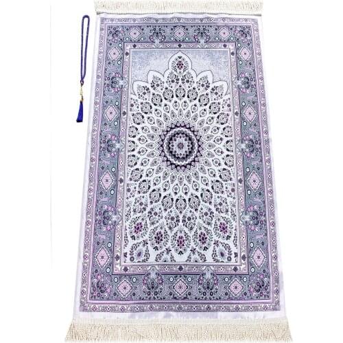 Muslim Prayer Rug And Beads No Slip Non Stranding Janamaz Sajjadah Soft Islamic Mat Gifts Carpet 460 - 470 Grams 70x110 cm