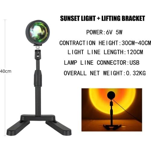 RGB Atmosphere Night Selfie Table Light For Living Room，colorful rainbow sunset floor light 180 degrees rotate projection lamp