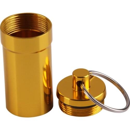 Portable Aluminum Alloy Waterproof Pill Medicine Storage Case Holder Container Capsule First Aid Key Ring Keychain Outdoor Tool