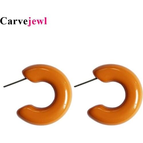 Carvejewl simple candy colors resin hoop Earrings Vintage red brown Earrings for women Fashion Jewelry girl student Accessories