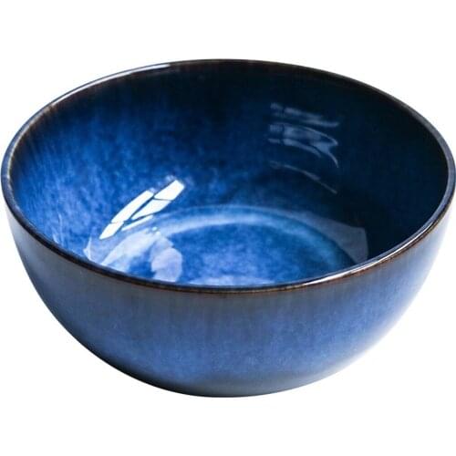 Dropping Bowl Wholesale Tableware Deep Bowl Deep Blue Big Capacity Bowls 2400ml Super Big Salad Bowl Ceramic Blue Porcelain