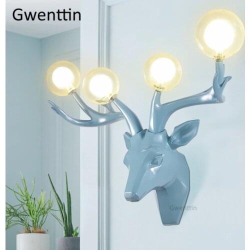 Modern Resin Antlers Wall Lamps Led Deer Sconce Glass Wall Lights for Home Decor Living Room Bedroom Lamp Mirror Light Fixtures