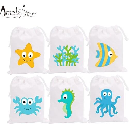 Under the Sea Theme Party Bag Gift Candy Bags Custom Marine Creatures Animal Birthday Event Decorations Party Container Supplies