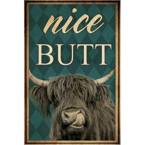 Vintage Farm Cow Nice Butt Cow Metal Sign Iron Painting Tin Sign Wall Decor for Pub Bar Room