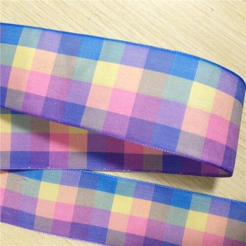 Pick Size 25 38 mm Width 100% polyester purple Plaid Ribbons scottish Gift bows Tartan Ribbon Garments Accessory E331