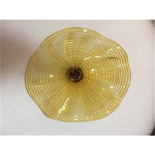 Amber Flush Mounted Wall Art Plates 100% Handmade Blown Glass Art Wall Lamps