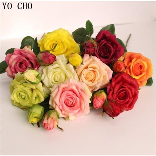 YO CHO 9 Color Real Touch Rose Wedding Decoration Home Silk Artificial Peony Wedding Decoration Marrige Party Decorative Flower