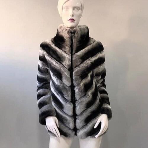 Ladies New Real Rex Rabbit Fur Jacket Winter Warm Fashion Casual Jacket