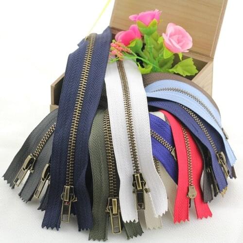 Alipress 3# 20cm Close End Metal Zippers For DIY Sewing Jeans Trousers Bags 10Pcs