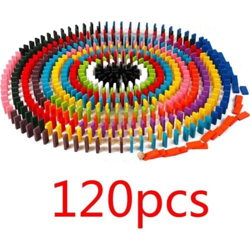 120Pcs/Set Rainbow Wood Domino Blocks Jigsaw Toys For Children Montessori Early Learning Dominoes Games Educational Toys Gift