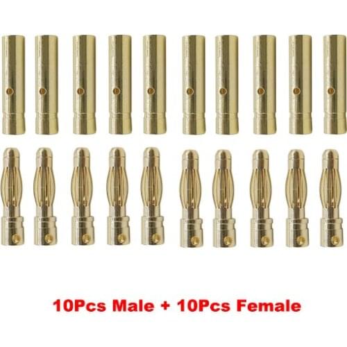 20Pcs/10Pair Male Female Bullet Banana Plug Socket Adapter 2mm 3mm 3.5mm 4mm Gold Plated Banane Connector Kits for RC Battery
