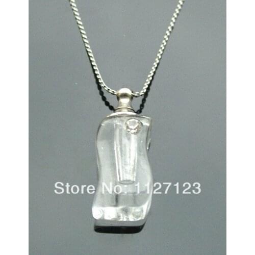 25pcs/lot lucency S-shape Rice vials pendants rice vial pendant perfume empty glass bottle glass spray perfume bottle1