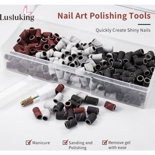 300Pcs 80# 120# 180# Nail Drill Bits Zebra Sanding Bands Manicure Gel Polish Remover Replacement Tools Electric Machine Fitting