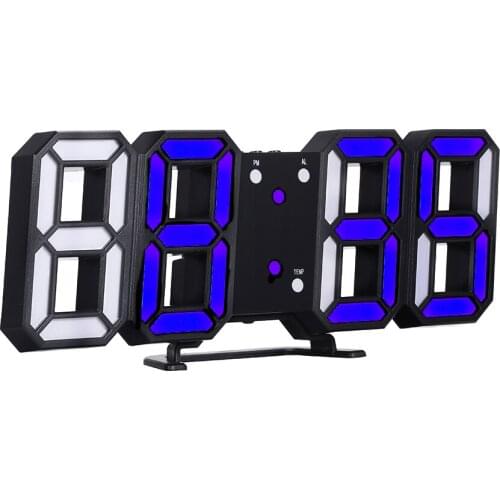3D LED Digital Clock Alarm Watch Glowing Night Mode Electronic Table Clock 24/12 Hour Display Alarm Clock Wall Hanging