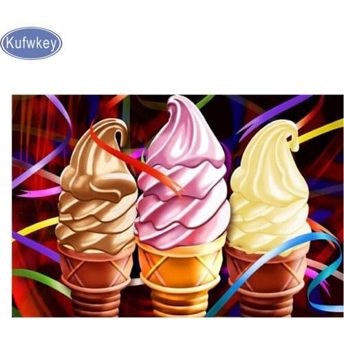 5D Diy Diamond Painting Cross Stitch kits Ice cream kitchen Decor Full Rhinestones Mosaic Inlay Diamond Embroidery 3d pictures