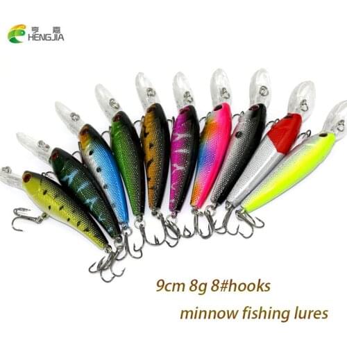 9cm 8g 8#japan hooks Minnow fishing baits hard plastic crank pike bass fishing lures isca de pesca fartificial fishing tackles