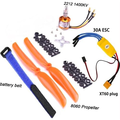 Hot sale A2212 2212 1400KV Brushless Motor 30A ESC Motor SG90 9G Micro Servo 8060 Propeller for RC Fixed Wing Plane Helicopter