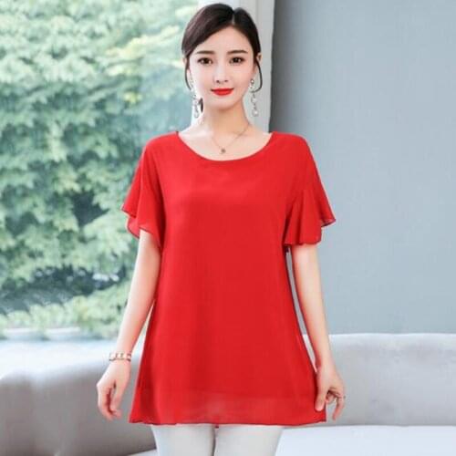Fashion Blouses Women Tops Korean style Summer Short sleeve Loose Blouse office Ladies chiffon Shirts Plus Size 5XL 6XL 7XL