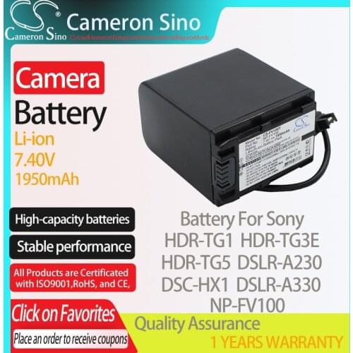 CameronSino Battery for Sony HDR-TG1 HDR-TG3E HDR-TG5 DSC-HX1 DSLR-A230 DSLR-A330 fits Sony NP-FV100 Digital camera Batteries