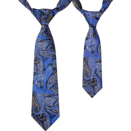 CD-1447 Hi-Tie 2019 Classic Child Men Tie Blue Black Necktie 100% Silk Paisley Ties Business Party Wedding Tie for Children