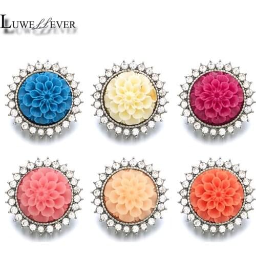 Flower Component 061 Crystal 18mm Metal Snap Button For Bracelet Necklace Interchangeable Jewelry Women Accessorie Findings