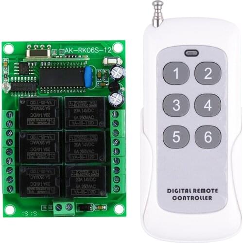 DC 12V 24V 36V 6 Channel RF Wireless Remote Control Switch System 12-48V Receiver 500M Transmitter For Home Smart