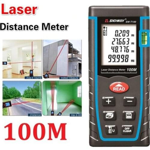 DHL 20PCS Laser Meter Distance 100M Rangefinder Digital Laser Tape Range Finder Trena Ruler Build Measure Roulette Tool