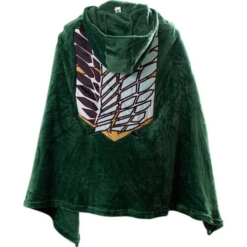 Women Men Cloak Blanket Cosplay Costume Hooded Cloak Tops Plush Printing 2020 Attack on Titan Blanket F Fast Ship