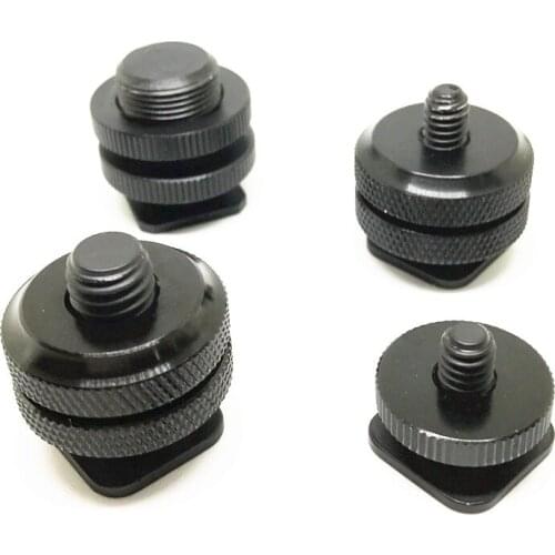 Double Nuts 1/4 3/8 5/8 Tripod Screw to Flash Hot Shoe Mount Adapter Converter For DSLR SLR Hotshoe Studio Accessories Screw