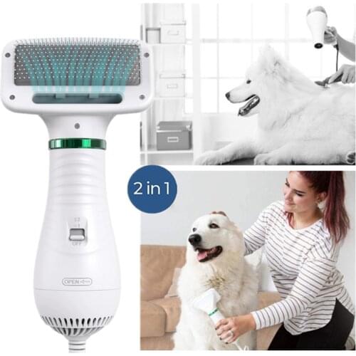 2-In-1 Hair Dryer For Dogs Adjust Temperature Low Noise Pet Dryer Dog Grooming Comb Fur Blower Hair Cleaner Removal Hair Product