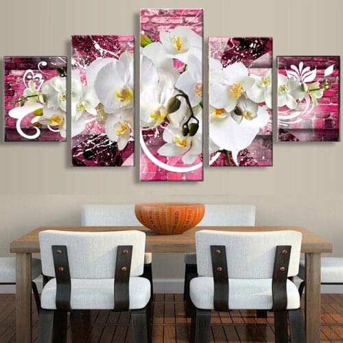 HUACAN 5pc Multi-picture Diamond Painting Orchid 5D DIY Diamond Embroidery Sale Flower Rhinestones Mosaic Craft Kit