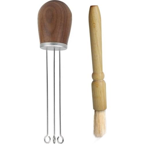 Needle Type Hand Tampers-58mm&51mm Stainless Steel Coffee Stirrer Espresso Machine Auxiliary Tools with Cleaning Brush