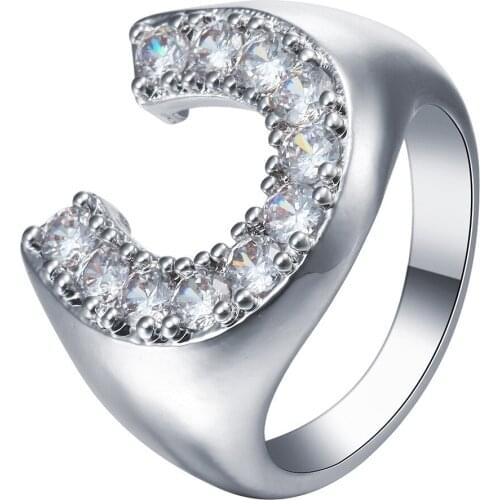 Exquisite White Zirconia Ring for Party Girls Gift Unique Design U Shaped Wedding Ring for Women