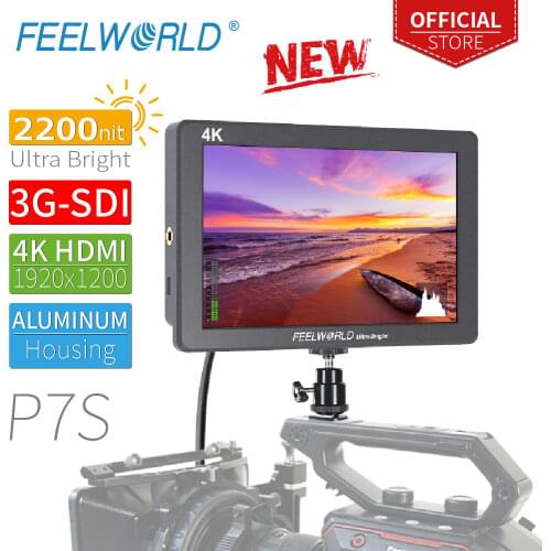 FEELWORLD P7S 7 Inch 2200nit Ultra Bright 3G-SDI on Camera Field DSLR Monitor Aluminum Design Focus Assist 4K HDMI DC Output
