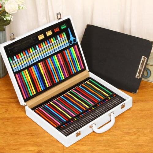 135pcs ART SETS Childrens painting brushes drawing set watercolor color pencil with leather suitcase